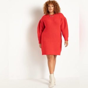 ELOQUII | Relaxed Puff Sleeve Sweater Dress | 18/ 20